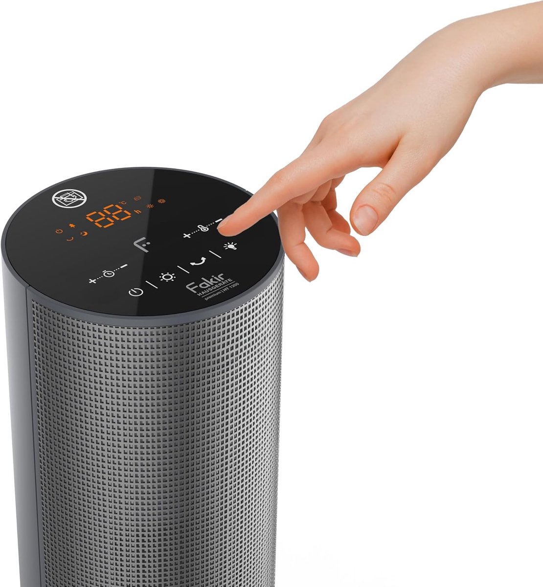 Fakir Premium HT 1200 ventilatorkachel, 2500 watt, torenverwarming, energiebesparend met 24-uurs timerfunctie, sfeerlicht en 80 graden oscillatie, eco-modus, led-touch-display, afstandsbediening