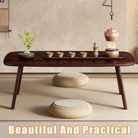 Japanese Bamboo Floor Table, Folding Bamboo Coffee Table, Multi-Function Low Tables, Wooden Rectangular Tatami Tea Tables, Portable, Easy to Store, Sitting, Meditation — afbeelding 3