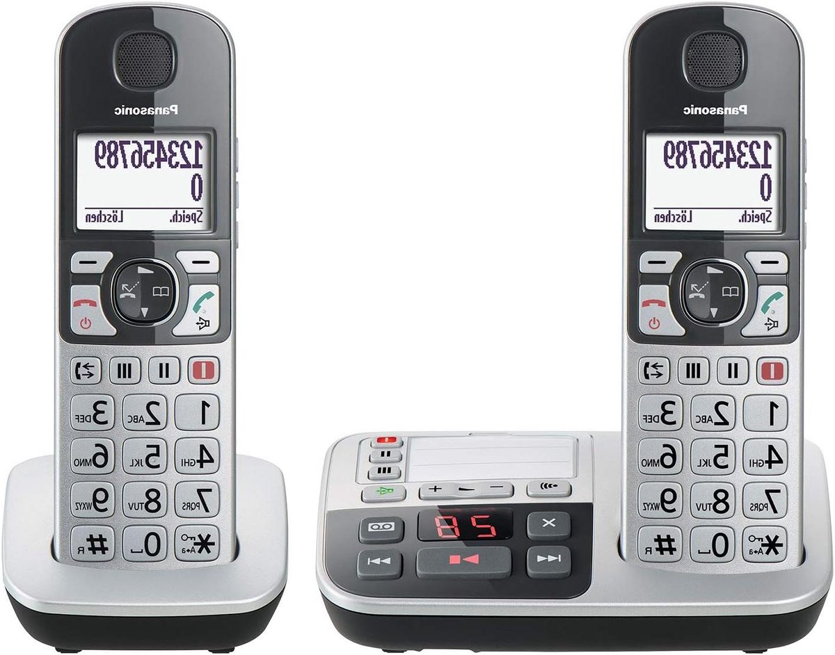 Seniorentelefoon met Noodoproep - Telefoon voor Ouderen - Veilig Communiceren - Extra Grote Toetsen - 2 Handsets - Zilver Zwart
