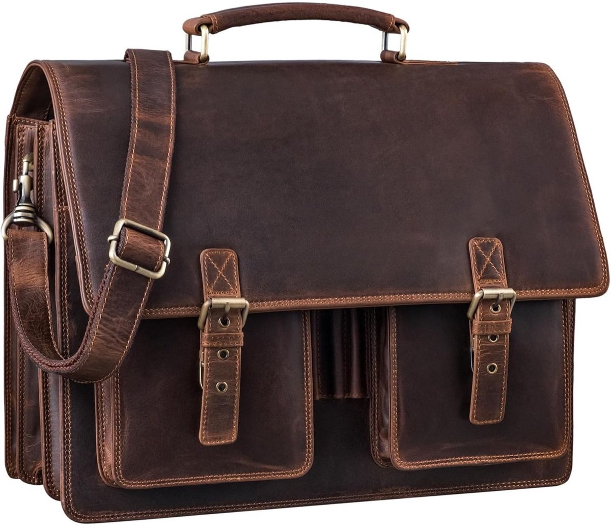 Leren Laptoptas - Laptoptas - Leren Tas - Luxe Leren Laptoptas - Werktas - Schoudertas - Business Tas - Leren Business Tas - 15,6 inch - Bruin - van Imperatoris