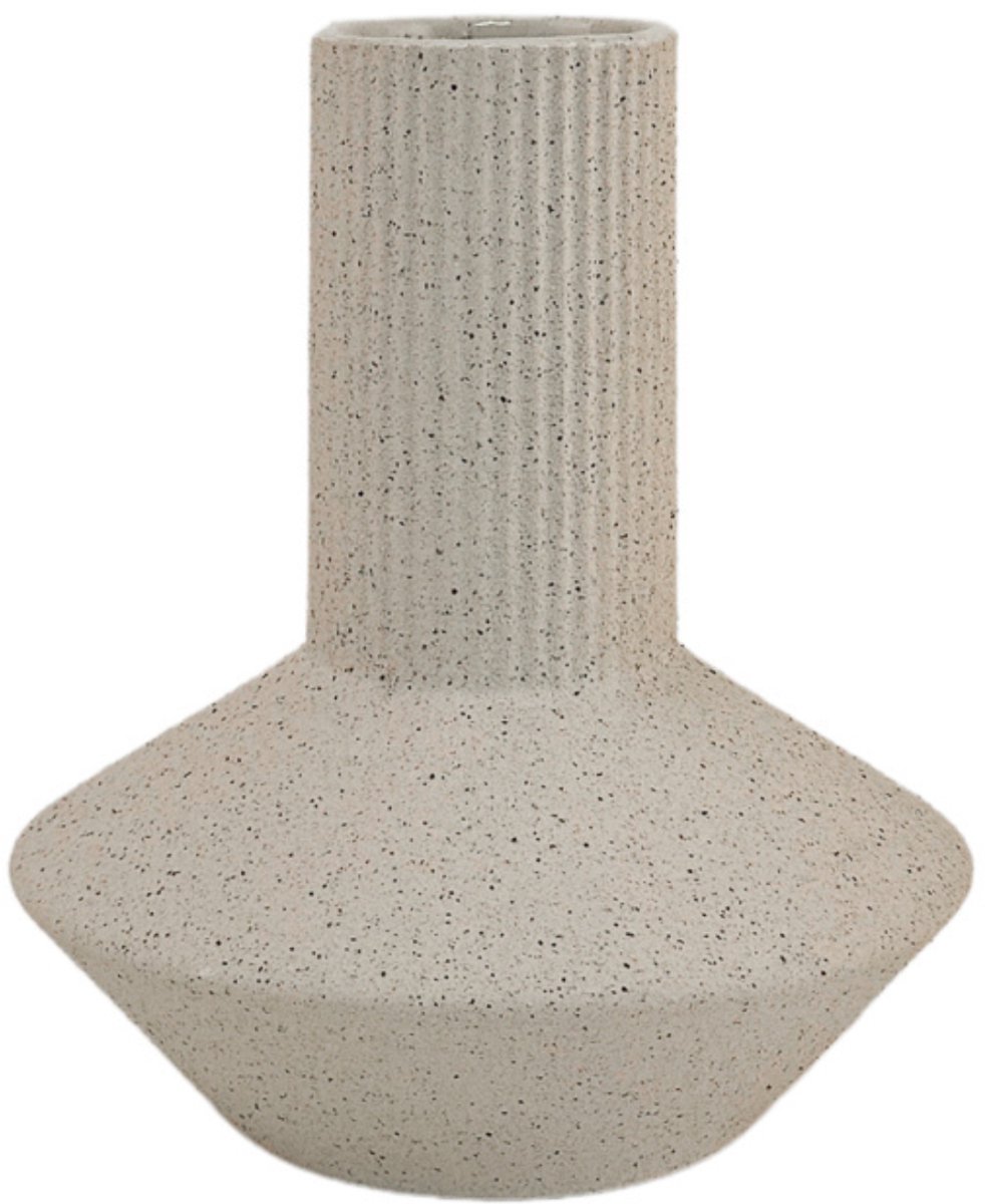 XLBoom Roma Vaas White Medium - Keramische handgemaakte design vaas met aardse textuur - Verkrijgbaar in White | Sand | Terra - Tijdloze woondecoratie voor modern wonen Wit