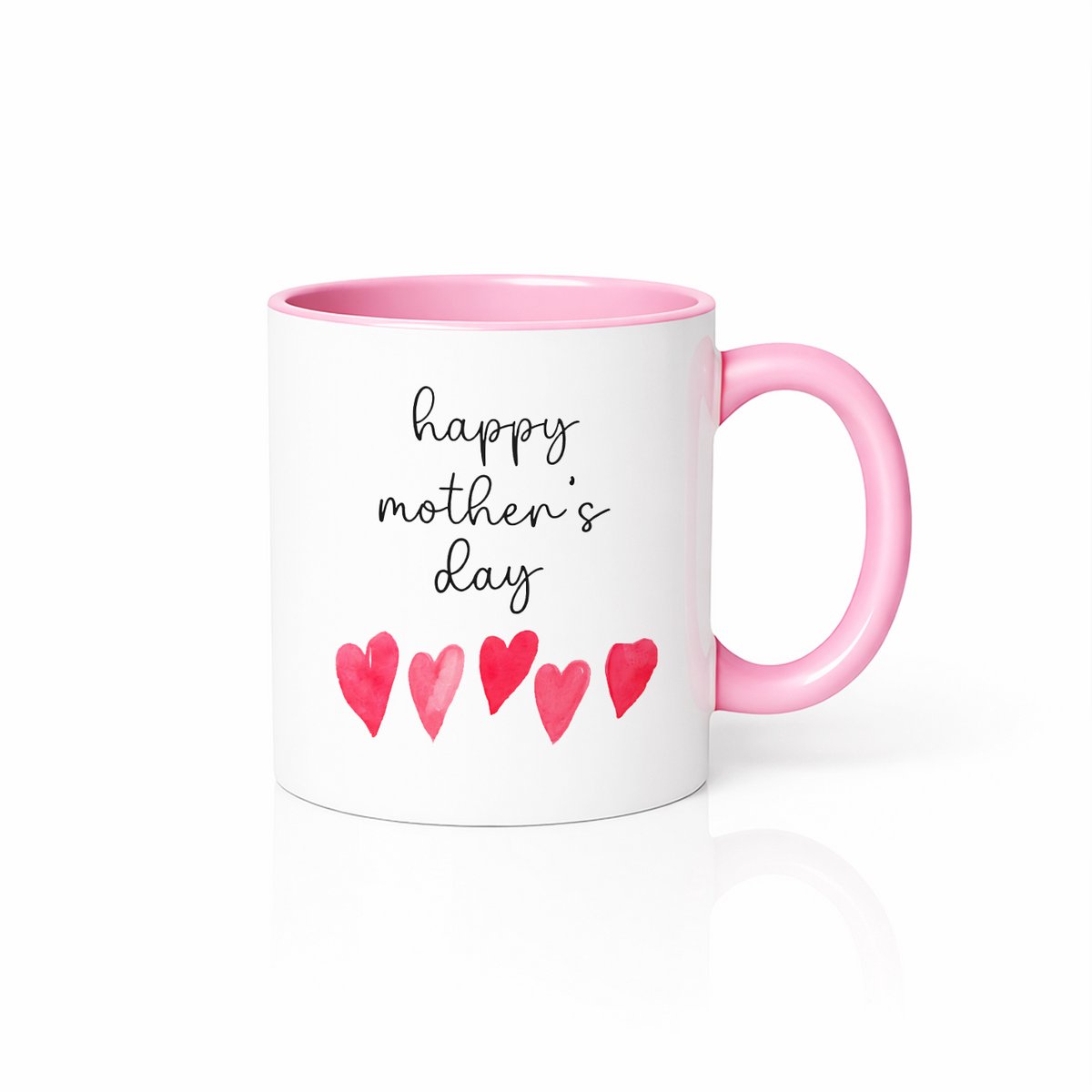 Happy Moederdag Roze-Witte Koffiemok 330 ml – Schattig Hartjes Design Cadeau voor Mama