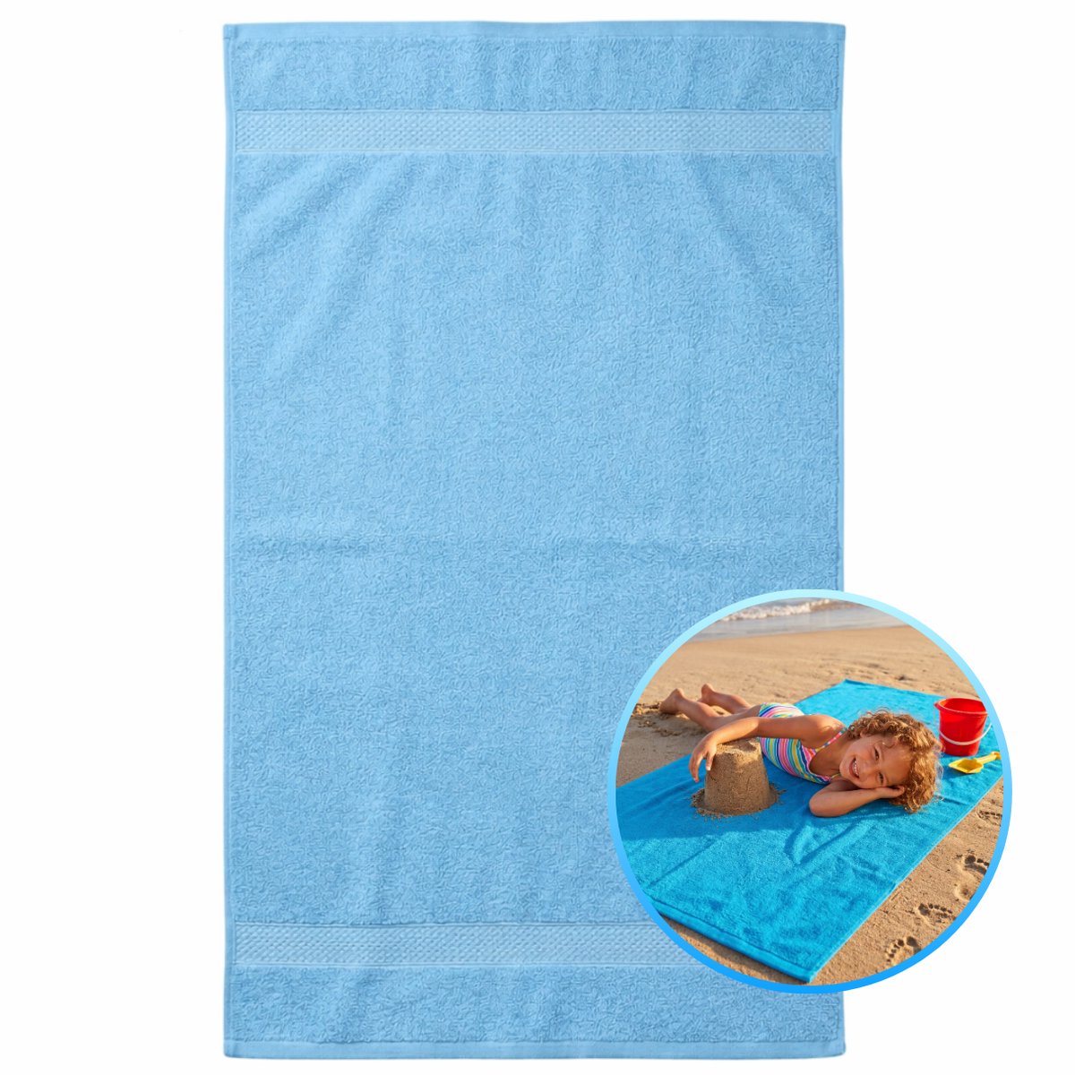 Funnies Kinderstrandlaken 70x140cm Blauw - Strandlaken Voor Kinderen - 100% Katoen