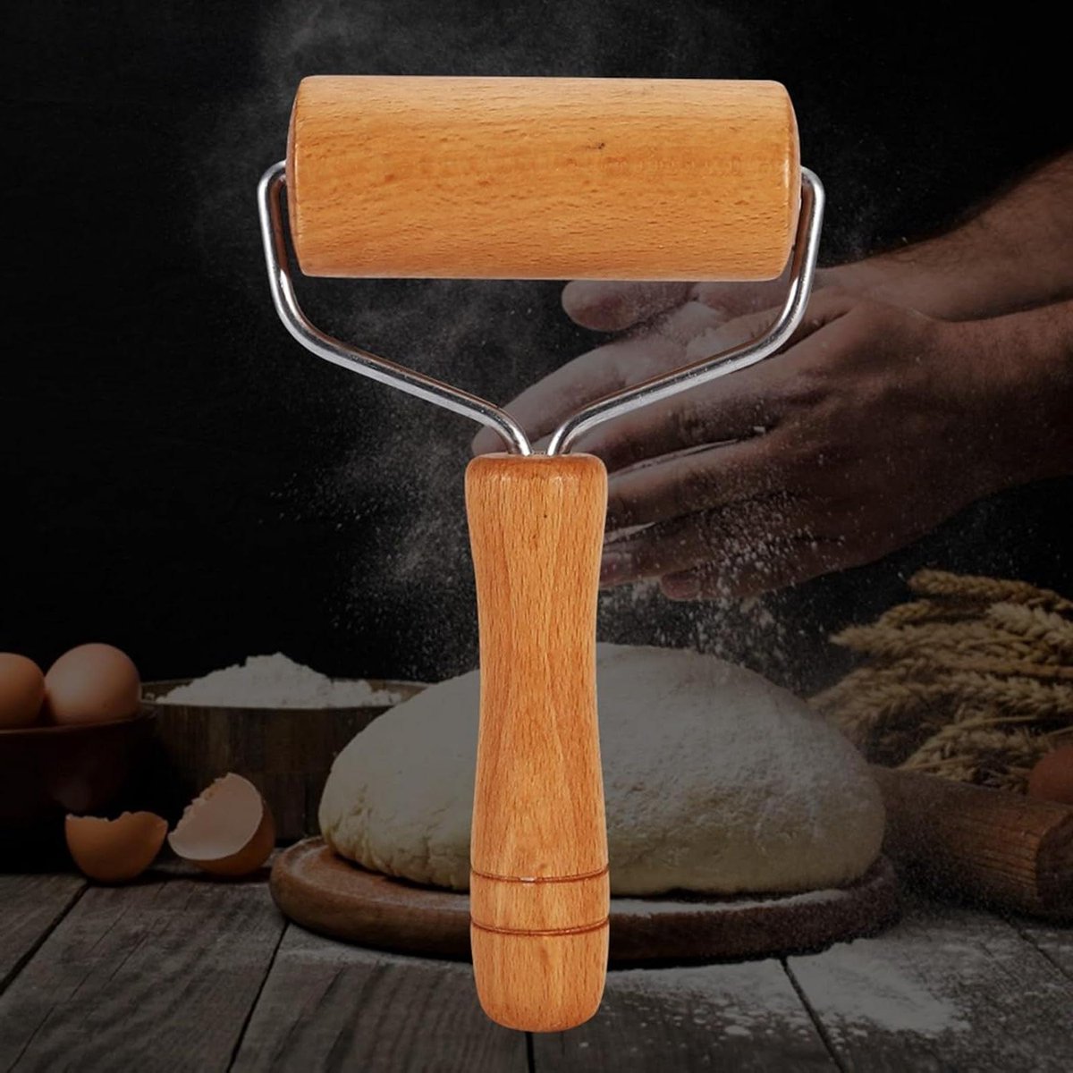Deegroller - Bakker Roller - Taarten Bakken - Precisie Rollen - 10.5x17.5cm - Bruin