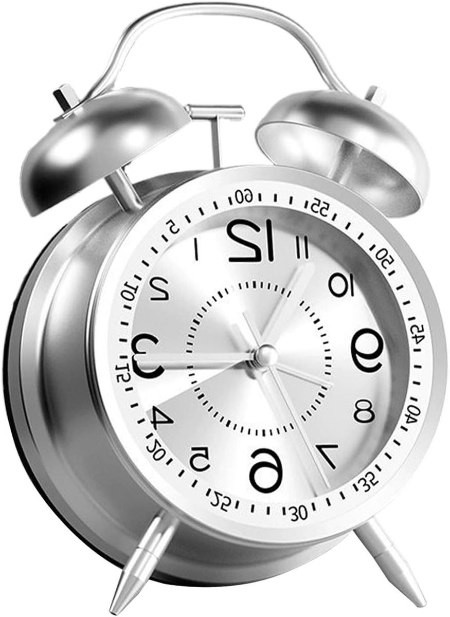 Analoge Bureauklok - Klassieke Wekker - Ochtend Routine - Dubbele Bel Alarm - 13cm Breed - Wit