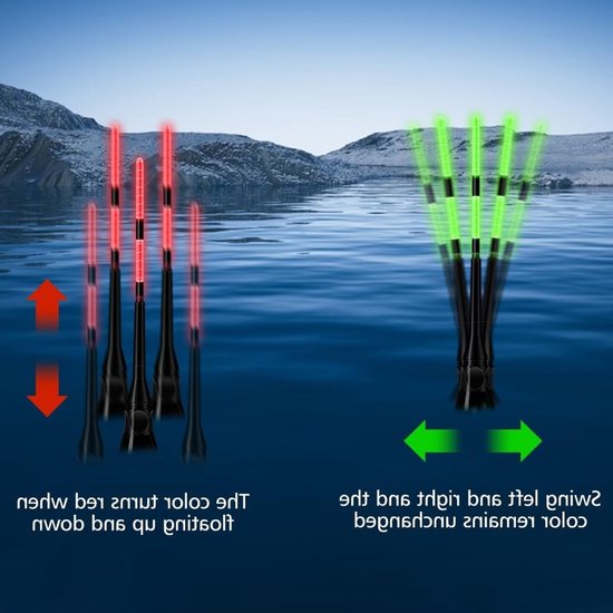 Dailygoods - Begonia 3 stuks led-dobbers, smart dobbers, met zwaartekrachtsensor, 1,2 g/1,8 g/2,2 g dobbers, hengelaccessoires met basis, plat water visdobbers met beetmelder voor aan het meer, rivier of vijver van Dailygoods — afbeelding 5
