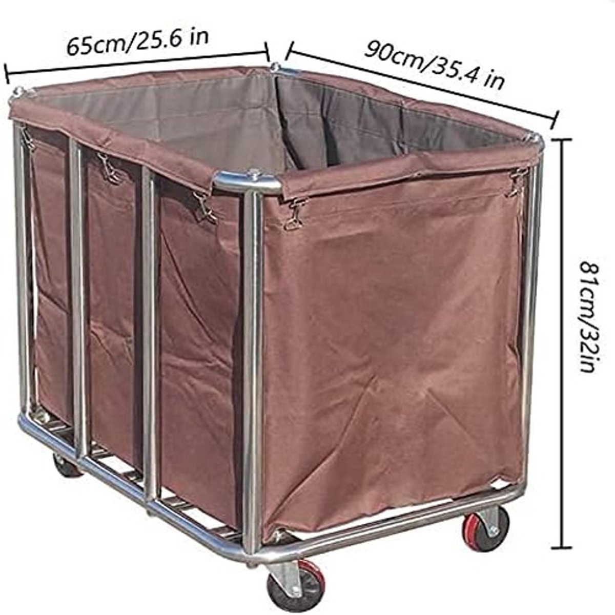 Laundry Sorter Cart with Detachable Bags – Heavy Duty Movable Hotel Laundry Trolley with Removable Laundry Basket System – Commercial Laundry Serving & Sorting Trolley Blue/Brown – Mobili Bella