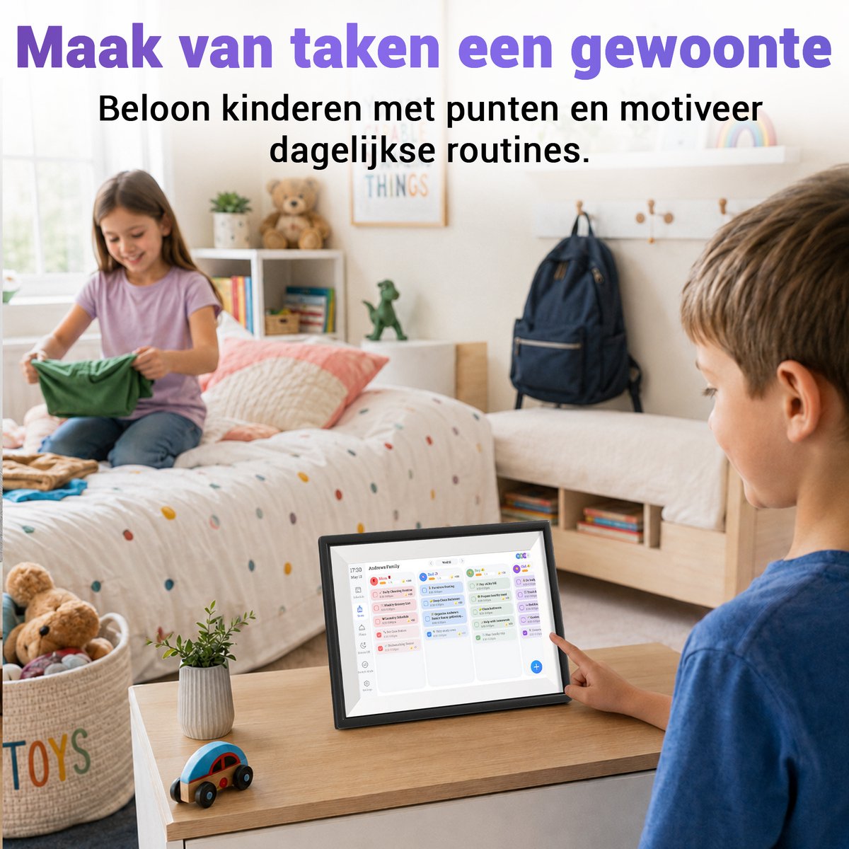 FAMPHOS 10 Inch Smart Family Frame – Digitale Fotolijst met WiFi, Gezinsplanner, Kalender & Takenlijst – Premium Cloud Photo Frame voor het Hele Gezin thumbnail 4