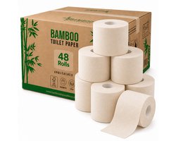 48 SuperRollen - Ongebleekt 3-Laags Bamboe Toiletpapier - 250 Vellen per Rol - FSC® 100% BOOM VRIJ - Voordeelverpakking
