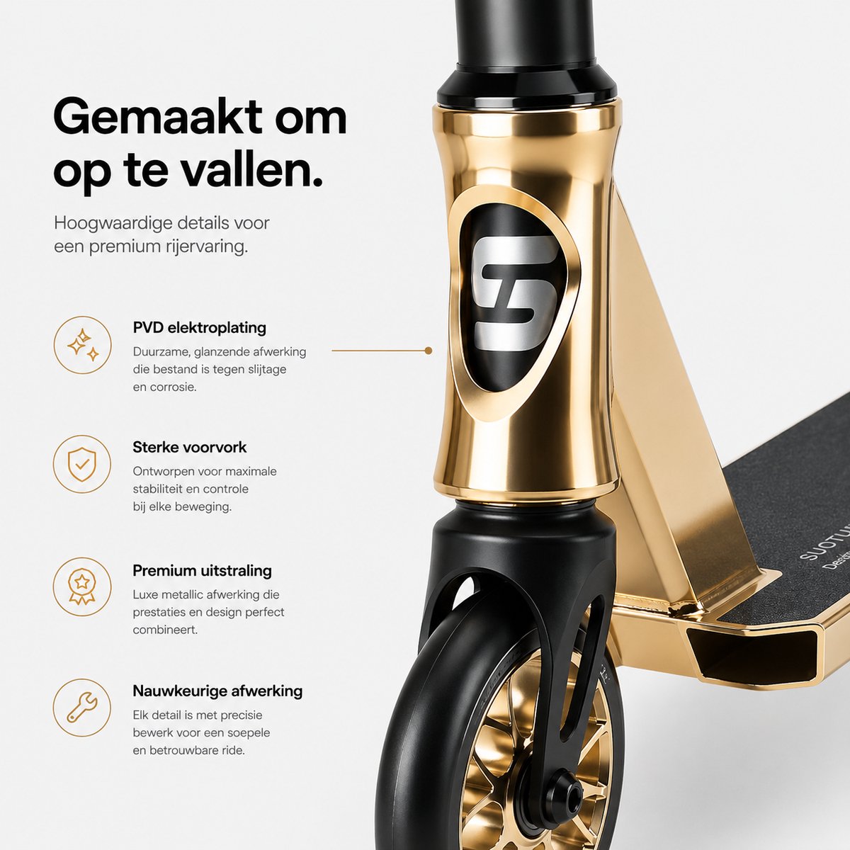 Suotu Stuntstep - Step - Kinderstep - Speelgoed Jongens/Meisjes - ABEC-7 - Aluminium -Champagne — afbeelding 3