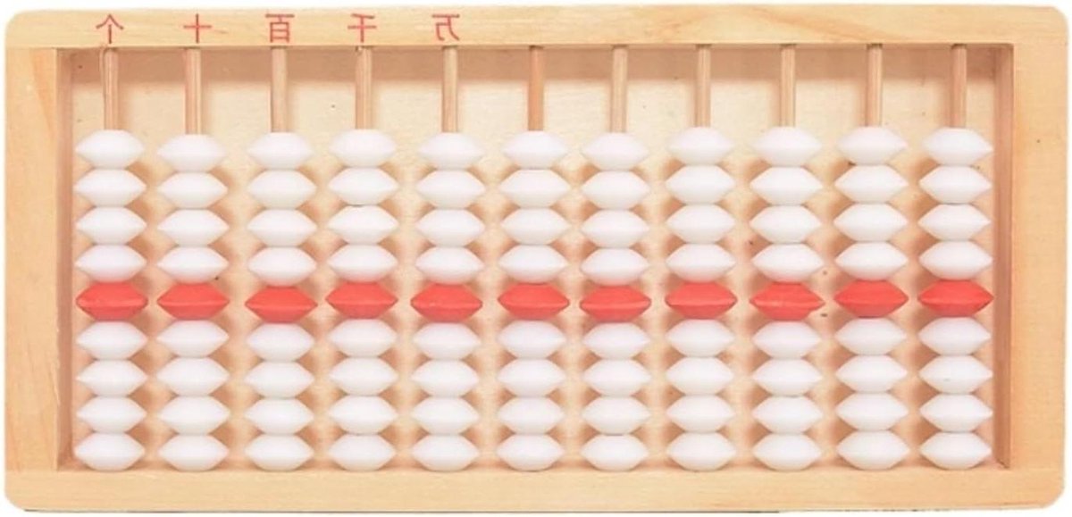 Rekenhulp Abacus - Telraam - Wiskundig Leren - 11 Cijfers 9 Kralen - 18x9.5cm - Houtkleur