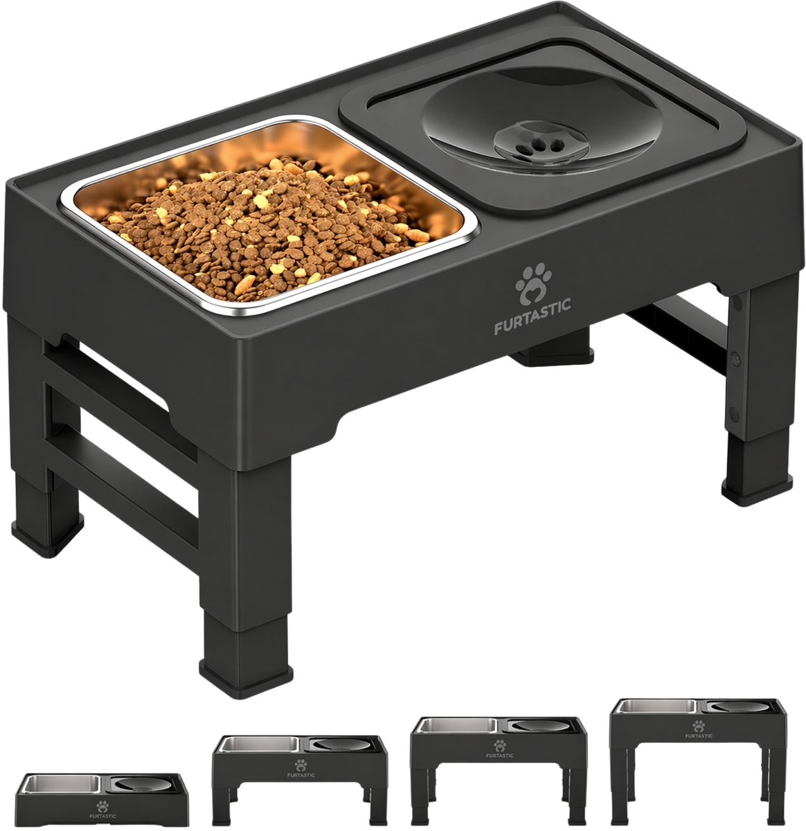 Bol.com FURTASTIC® Voerbak Hond met standaard - RVS Voerbak + Anti-lek Drinkbak Hond - Verhoogde voerbak - Verstelbaar aanbieding
