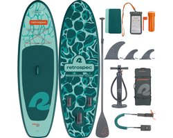 Retrospec Opblaasbaar Kids Supboard - 259 cm - Inclusief Peddel, Opbergtas en Accessoires - Stand Up Paddle Board / SUP - Groen / Turquoise