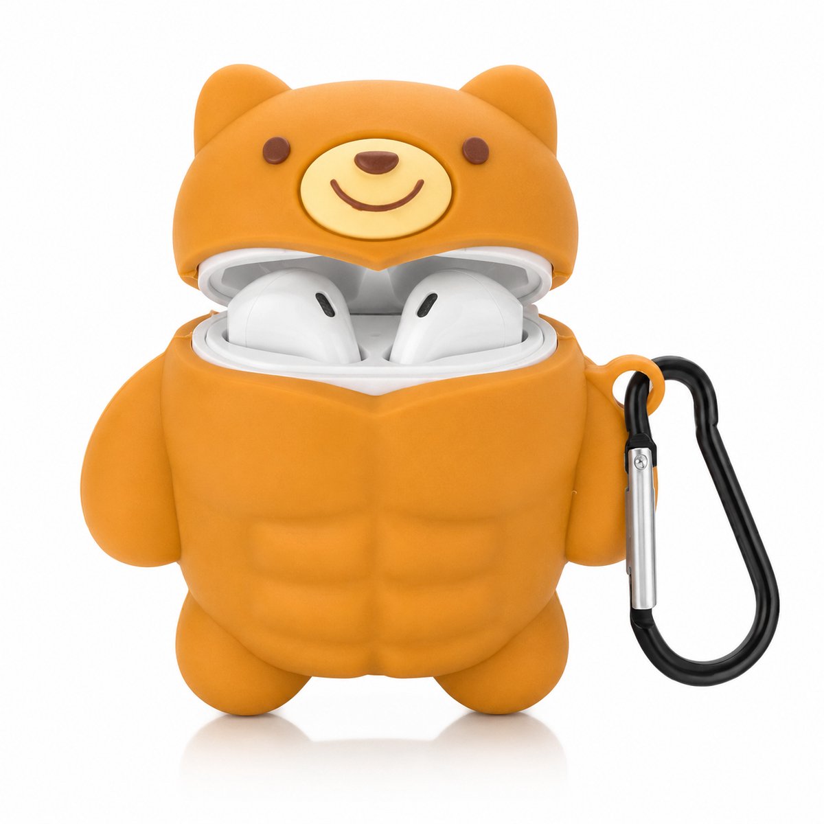 Enluxe Grappige Gespierde Bodybuilder Teddy Beer AirPods Pro 2 Case met Pootjes – Meme Swole Doge Beschermhoes met Sterk Design, Anti-val Bescherming en Draadloos Opladen