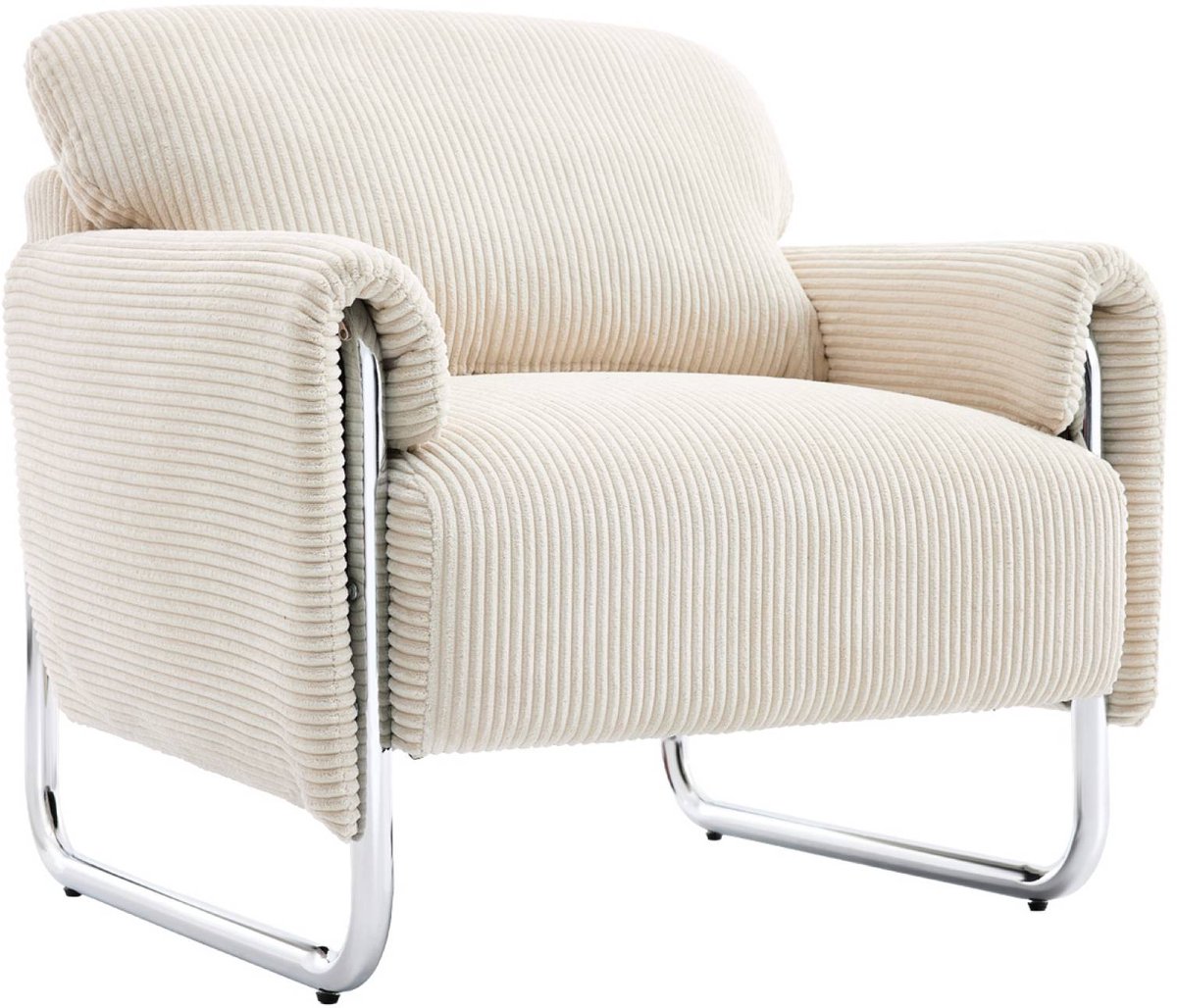 sweeek - Fauteuil van corduroy met chromen frame - vintage