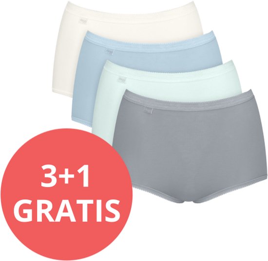 Sloggi Women Basic+ Maxi (4-pack) - dames slip - wit - lichtblauw - lichtgroen en grijs