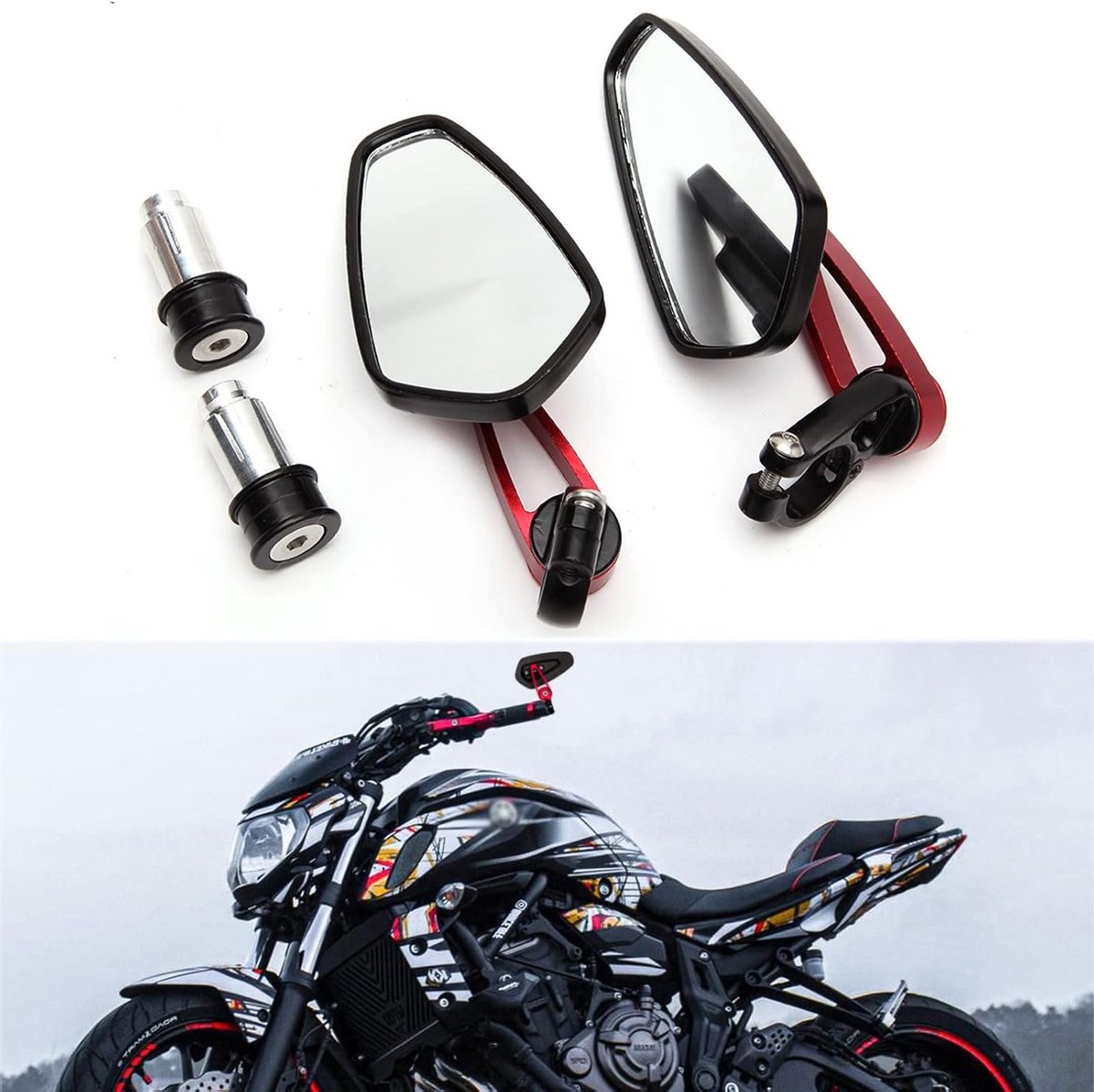 Universele Achteruitkijkspiegel voor Motorfiets - 7/8 Inch 22mm - Geschikt voor Cruiser, Scooter en Cafe Racer