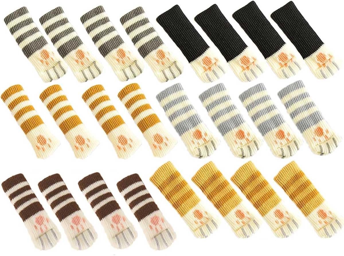 Knitted Stoelpootbeschermers - 24 Stuks - Meubelvoetjes voor Vloerbescherming, Geschikt voor Tafel en Stoelen met Voetomtrek van 7-17 cm