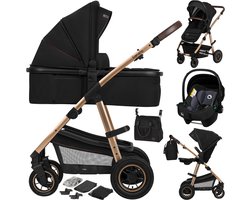 Lionelo Amber Kinderwagen 3 in 1 - Reiswieg + Buggy + Autostoel - Luchtbanden, Volledige Vering - Comfortabel baby matras - Snel Inklapbaar - Luiertas - Regenhoes - Muskietennet - Vanaf Geboorte tot 4 jaar (0-22 kg)