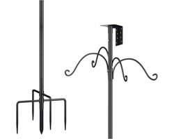 Vogelhuispaal Kit - Vogelvoederstandaard Hanger - Vogels Voeren - In Hoogte Verstelbaar - 193 cm - Zwart