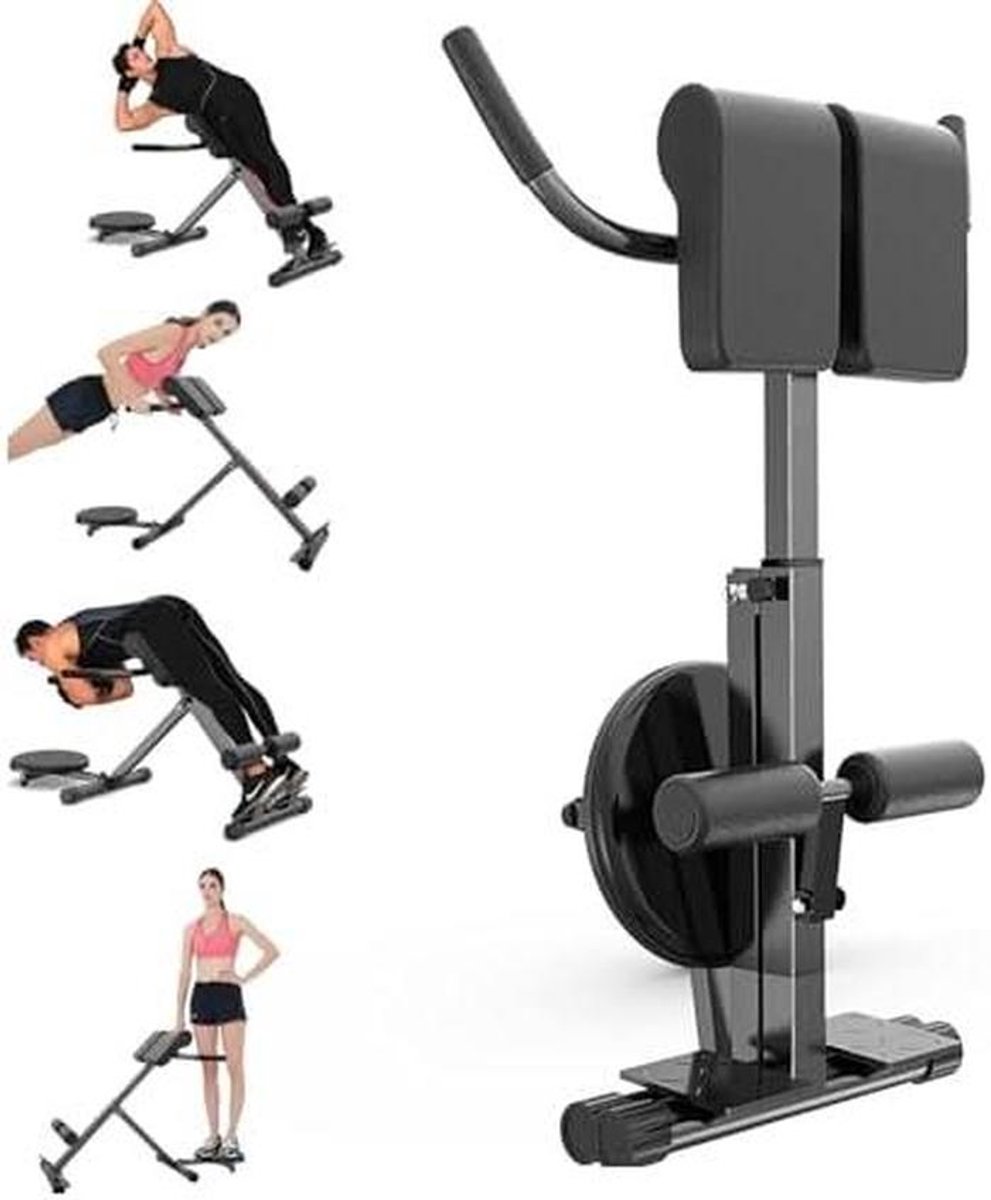 Verstelbare Trainingsbank - Romeinse Stoel - Core Training - Compact Opvouwbaar - 117 cm Lengte - Zwart