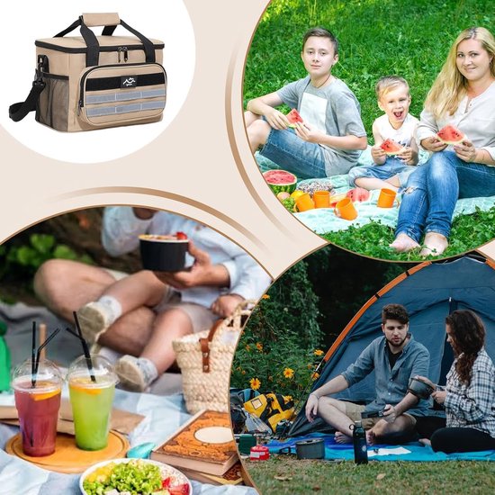 Strandkoeler - Lunchbox - Picknick en kamperen - Waterdicht en geïsoleerd - 30 x 21 x 18 cm - Kaki — afbeelding 3