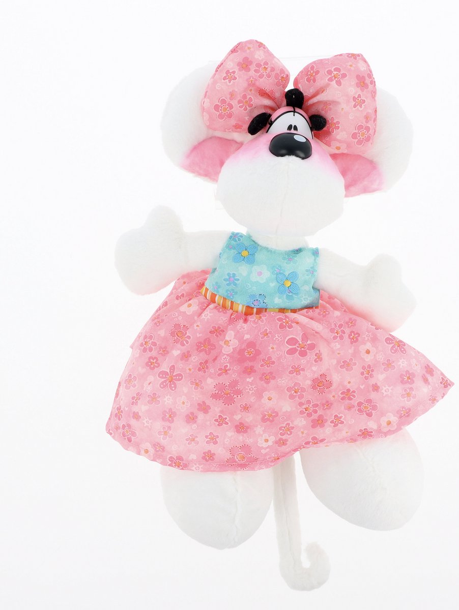 Diddl - zachte pluchen knuffel - 20cm - geborduurde accenten - Diddlina in roze — afbeelding 3