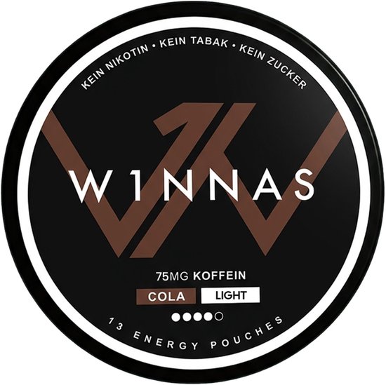 W1NNAS. 75mg cafeïne. Cola Light. 13 energie pouches.