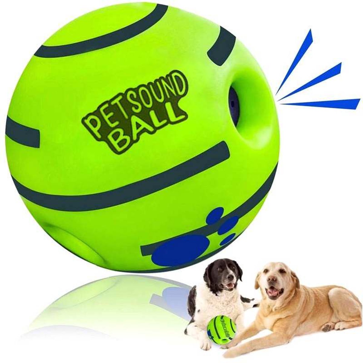Interactieve hondenbal met lachgeluiden | Duurzaam, milieuvriendelijk vinyl kauwspeelgoed voor puppy's | Wiebelbal voor alle maten