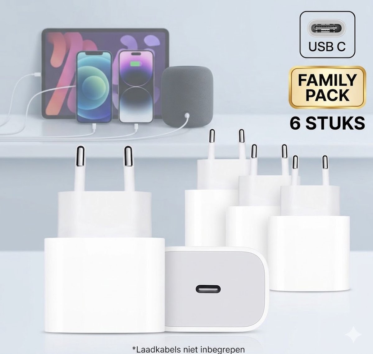 Livono USB-C Snellader 20W PD – Compacte Adapter – iPhone & Android (zonder kabel)
