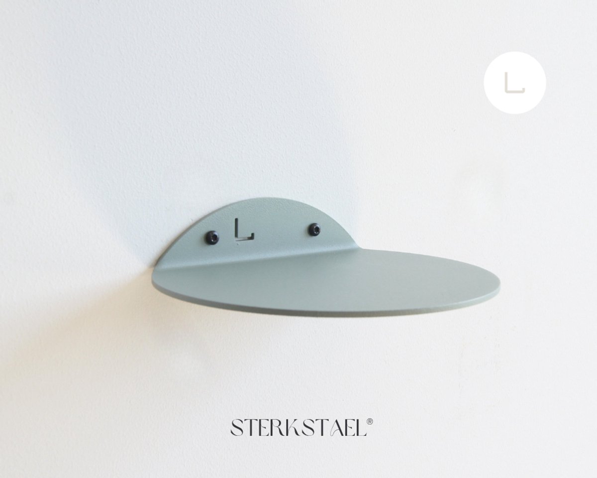 STERKSTAEL Saga wandplank Nordic Mint - stalen wandplank - kleur Aquamarijn Mint Groen - poedercoating - staal - wandrek - wandplankje - inclusief bevestigingsmateriaal - draagkracht van 10 kg - 1 stuk