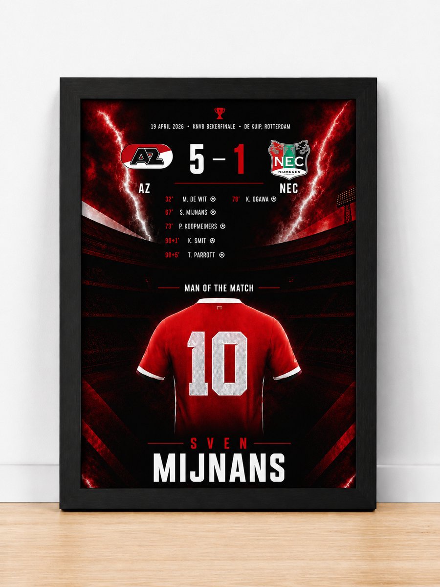 Joshimo AZ - NEC KNVB Bekerfinale 2026 Poster A4 met Zwarte Lijst