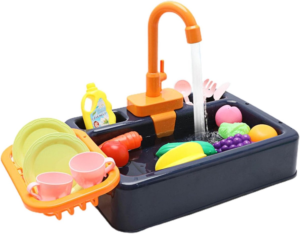 Kinder keuken gootsteen met stromend water - Vaatwasser speelgoed set met werkende kraan en afvoer - Simulatie afwas spel - Leerzaam cadeau voor peuters en kleuters