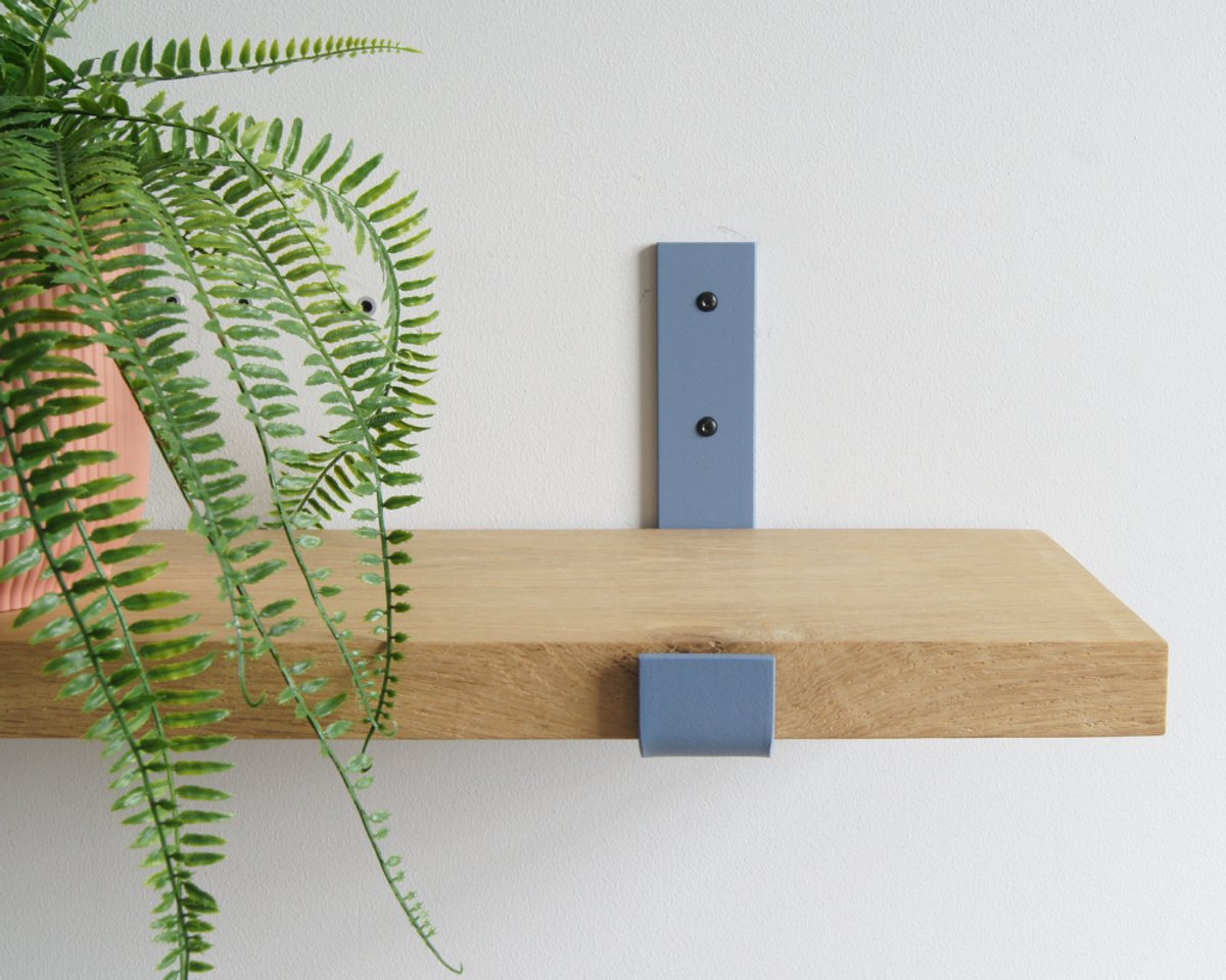 STERKSTAEL Odin Industriële Plankdrager Satijn Grijsblauw - Stalen Wandplank Steun - Voor plank van 20 cm - Kleur Grijs Blauw - Inclusief Bevestigingsmateriaal - Poedercoating - Wandsteun - 1 stuk