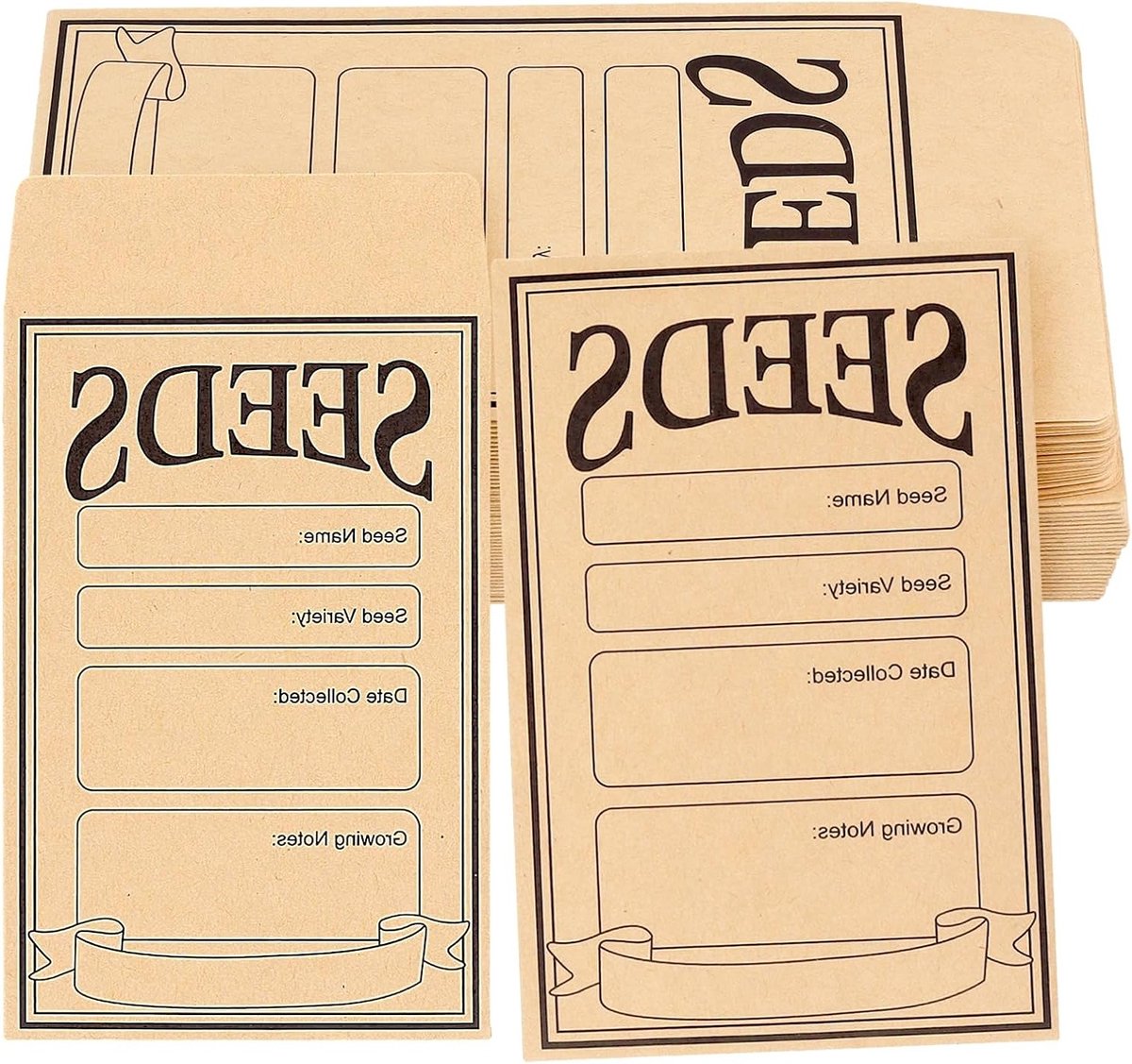 200 Stuks Zelfklevende Kraft Papieren Enveloppen voor Zaadopslag met Etiketten voor Groenten en Bloemen