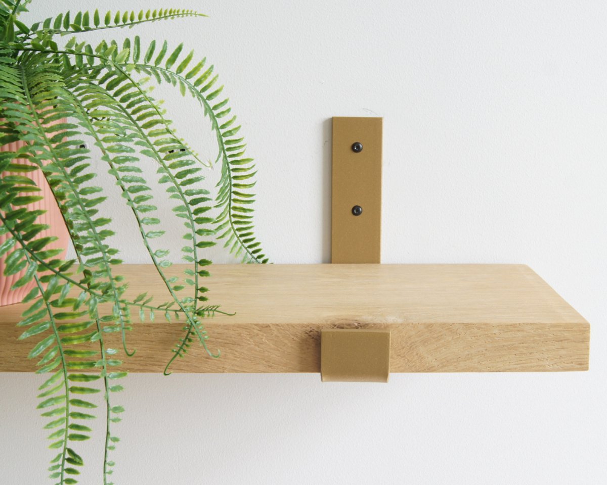 STERKSTAEL Odin Industriële Plankdrager Goud - Stalen Wandplank Steun - Voor plank van 20 cm - Kleur Goud - Inclusief Bevestigingsmateriaal - Poedercoating - Wandsteun - 1 stuk