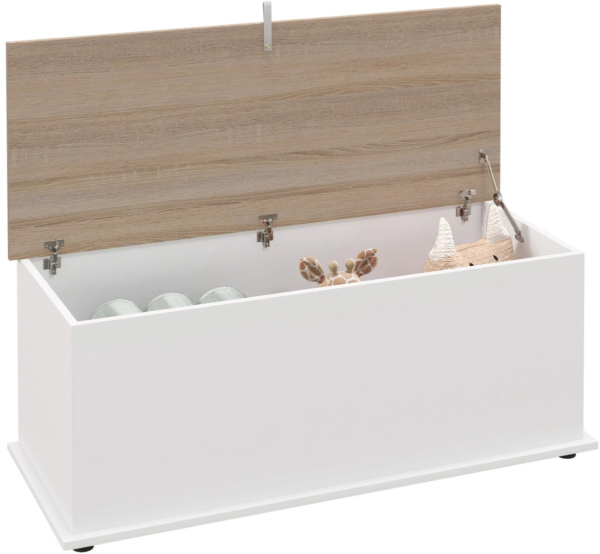 ITRONIQ Opbergkist Met Deksel – Speelgoedkist en Dekenkist Van Melamine Hout Voor Woonkamer Slaapkamer en Kinderkamer - Eiken Wit