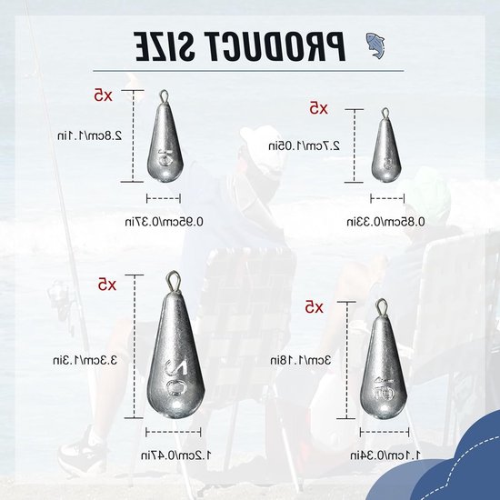 20 Stuks Vissen Gewichten - Drop Shot Lood 5g/10g/15g/20g - Perfect voor Zee- en Zoetwatervissen — afbeelding 5