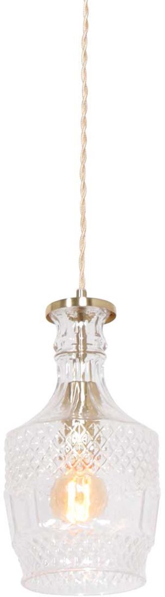 Hanglamp Grazio Glass 3494ME Messing met E14 fitting, hoogteverstelbaar, trendy ontwerp, materiaal: glas, metaal, elektronica, binnengebruik, merk: Mexlite