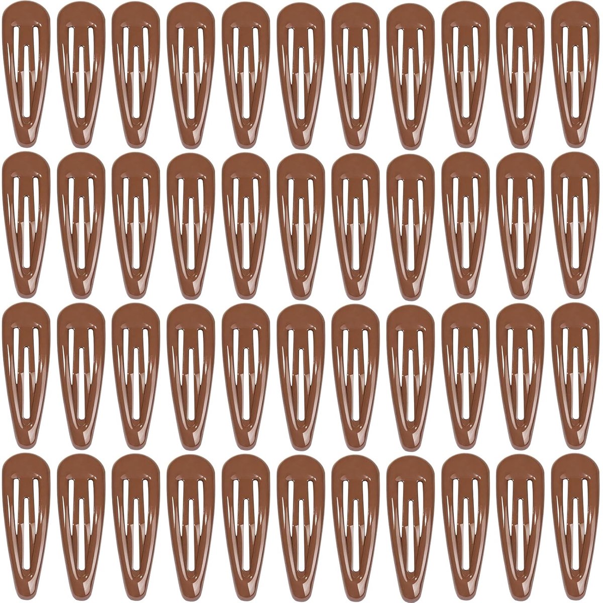 Verpakking van 50 bruine haarclips voor dames, 5 cm lang, bruin