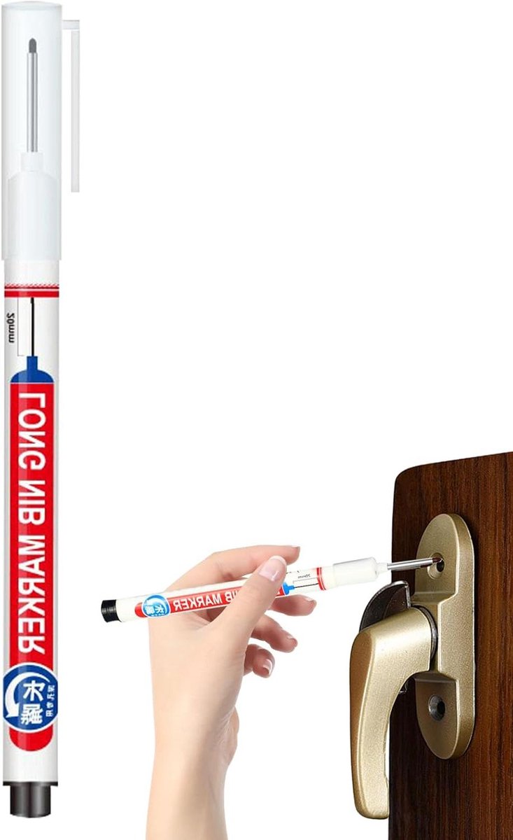 Houtmarkeringspen - Metaal marker - Diepe gaten markeren - Waterdichte olie-inkt - 1.5 mm tip - Zwart