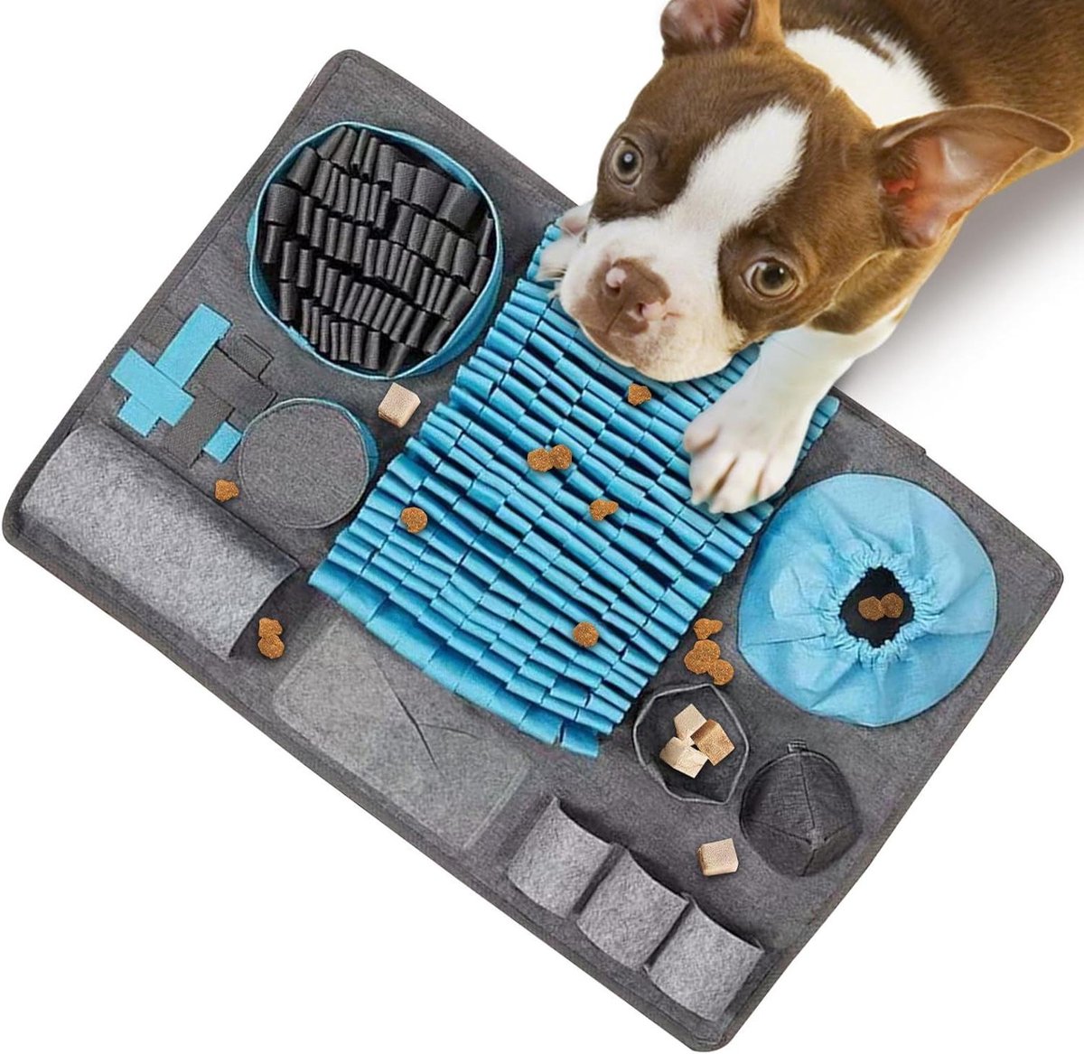 Snuffelmat Hond - Voedermat Interactief Speelgoed - Hond Voedingsspel - Machinewasbaar Sneldrogend - 66 x 44 cm - Meerkleurig