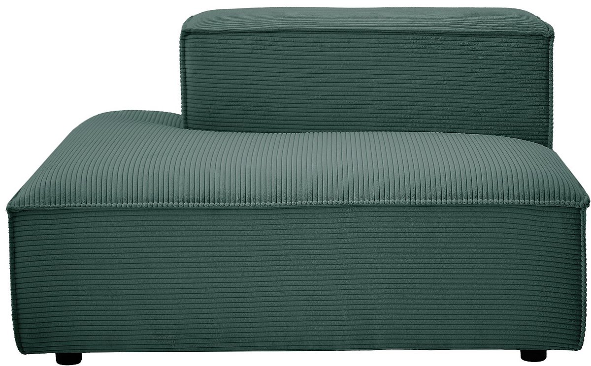 Vente-unique Chaise longue links in groen ribfluweel RUZOLO