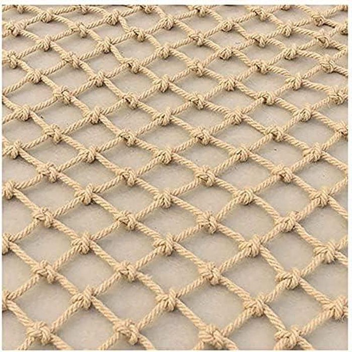 Veiligheidsnet Jute - Klimtouw Net - Valbescherming Buiten - Dubbelnaalds Knoopweefsel - 10 Meter - Bruin