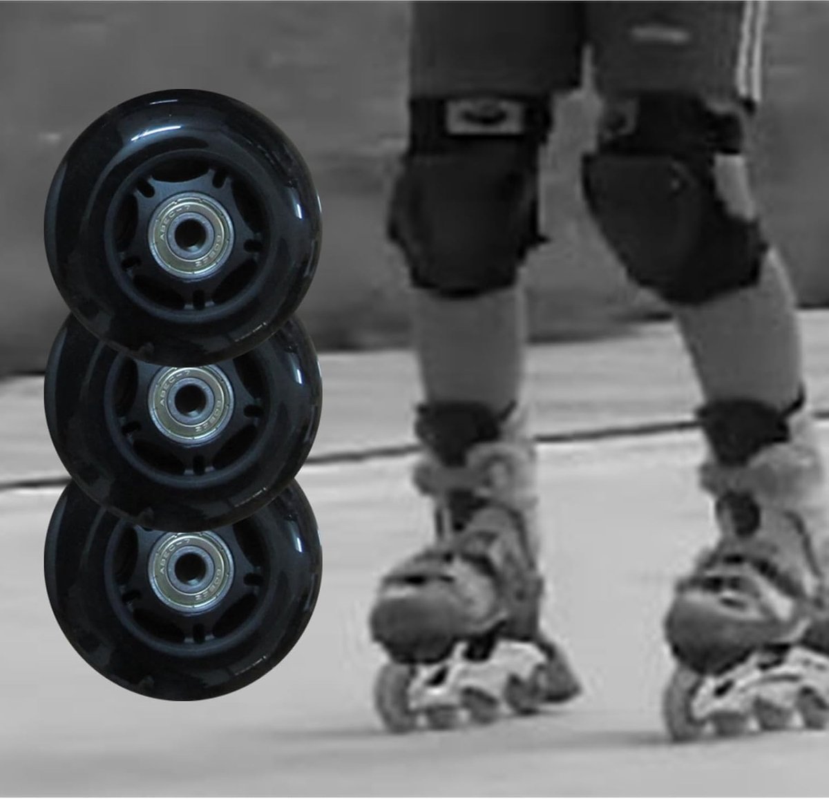 Inline Skate Wielen - Rolschaats Wielen - Soepel Rijden - 82A Hardheid - 64mm - Zwart