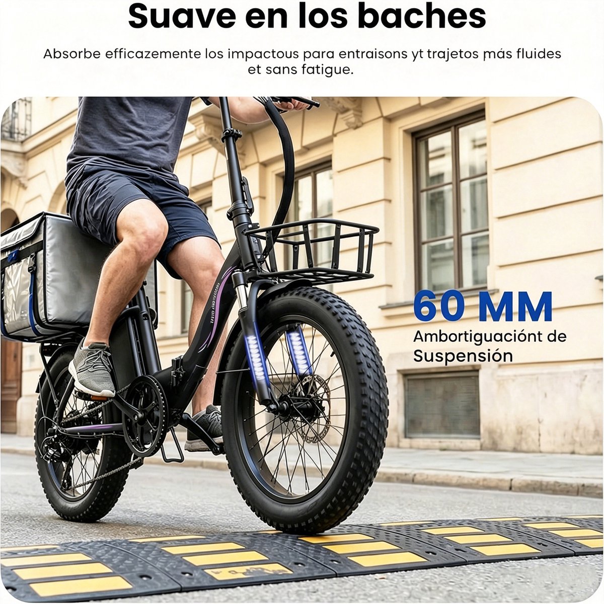 Runetic Elektrische fiets - Actieradius 80km - Verwijderbare batterij 36V13Ah - Motor 250W - 25KM/H - 20“* 3.0” opvouwbare City Commuter E-Bike – foto 6