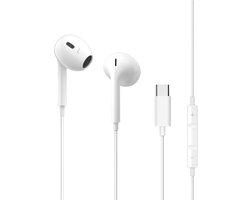 Oortjes met draad en microfoon – USB-C aansluiting – Bedrade oordopjes 120CM kabel – Earphones Wired – Earpods – Wit