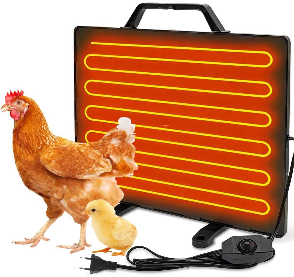 Verwarmingsplaat - Verwarmingsplaat Elektrisch - Temperatuur Instelbaar -Geschikt om Pluimvee en Katten Warm te Houden - 39x29cm - Zwart