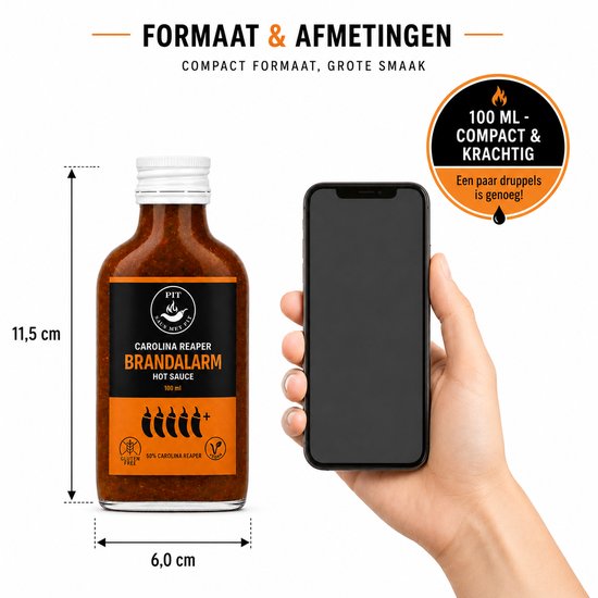 Saus Met Pit - Carolina Reaper Hot Sauce - Extreem Pittige Saus (2,2 Miljoen Scoville) - De Heetste Chilisaus met 50% Carolina Reaper Pepers - 100ml