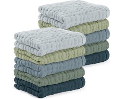 Comfy Cubs Muslin Baby Wash Cloths Set of 10 Soft 6-Ply Cotton Wash Cloths for Sensitive Skin 25 x 25 cm Large Soft and Absorbent Essential for Newborns and Toddlers